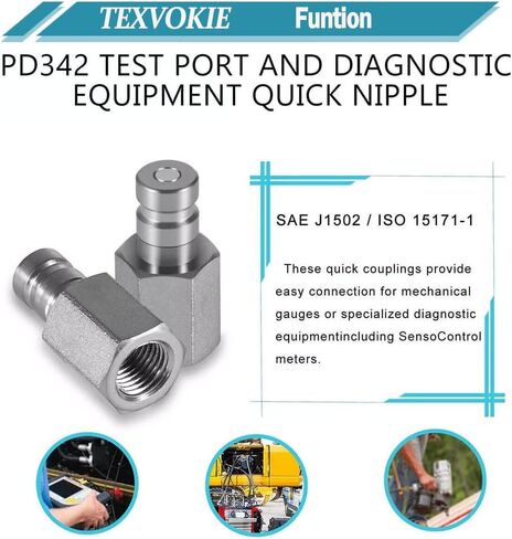 منفذ اختبار PD342 وحلمة سريعة لمعدات التشخيص مع خيط أنبوب أنثى، يناسب قارنات سلسلة PD، حجم الجسم 1/8 بوصة، حجم خيط 1/4 بوصة - 18 NPTF، الطول 1.63 بوصة in Kuwait