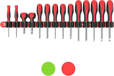 منظم مفك براغي ممتاز مثبت على الحائط من Olsa Tools - نايلون أحمر مع مشابك سوداء - يحمل 14 مفك براغي - الجزء: 1030 in Kuwait