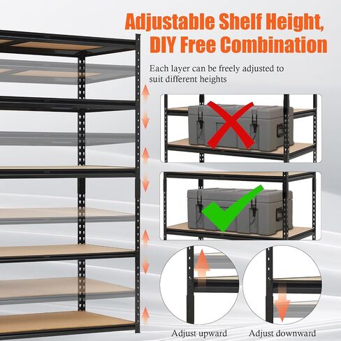 Heavy Duty Garage Shelving Units,5-Tier Adjustable Storage Shelves,48 x 18 x 72in,Loads 3000 LBSS,Adjustable Garage Storage Shelving, Metal Storage Utility Racks Shelf Unit (48x18x72 Inch) in Kuwait