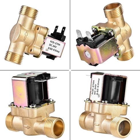 G1/2 Brass Solenoid Valve, DC 24V Normally Closed Water Control Magnetic Valve with Pressure Regulating Function, for Steady and Dry Burn Prevention in Kuwait