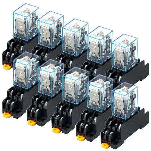 10 مجموعات MY2P HH52P MY2NJ ملف التتابع DC/AC DPDT 12V 24V 36V 48V 110V 220V 380V Micro Mini MY2N-J عام + قاعدة مقبس (AC - 10 مجموعات، 48 فولت) in Kuwait