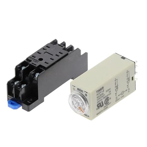 مقبض دوار لتأخير التشغيل DPDT 1S/5S/10S/30S/60S/3M/5M/10M/30M مؤقت توقيت مرحل تيار متردد 220 فولت H3Y-2 مع مقبس قاعدة (0-3 دقائق) in Kuwait