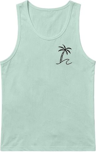 Men Coconut Tree Graphic Tank Tops Summer Beach Vacation Print Tee U Neck Sleeveless T Shirts Plus Size Casual Tanks in Kuwait