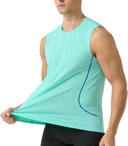 Quick Dry Athletic Tanks Mens Lightweight Sleeveless Gym Workout Summer Tops Breathable Stretchy Running Muscle Shirt in Saudi Arabia