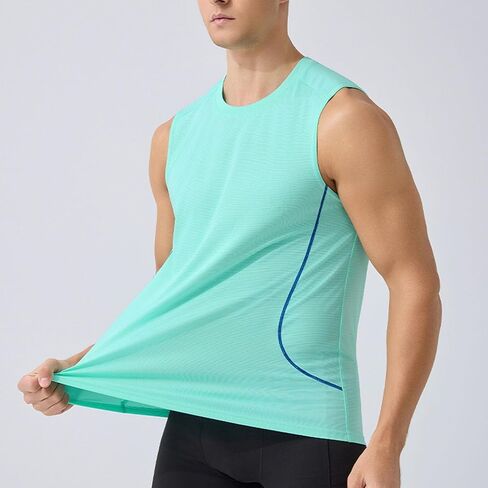 Quick Dry Athletic Tanks Mens Lightweight Sleeveless Gym Workout Summer Tops Breathable Stretchy Running Muscle Shirt in Saudi Arabia
