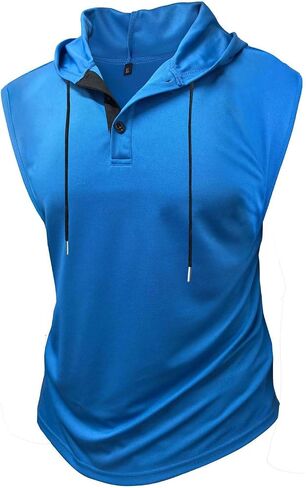 Mens Workout Tank Hoodie Lightweight Casual Muscle Shirts Gym Basketball Running Sports Shirt Athletic Summer Tops in Kuwait