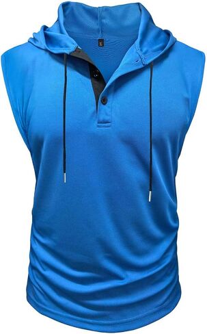 Mens Workout Tank Hoodie Lightweight Casual Muscle Shirts Gym Basketball Running Sports Shirt Athletic Summer Tops in Kuwait