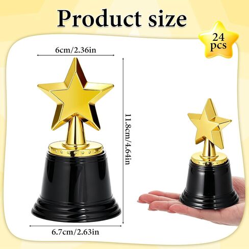 24 حزمة من جوائز Mini Star Trophy، جوائز الكؤوس الذهبية، كأس بلاستيكي لهدايا الحفلات، مكافآت المسابقات الفائزة، جائزة الألعاب للحدث الرياضي، ديكور الحفلات (4.6 بوصة) in Kuwait