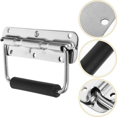Operitacx Stainless Steel Tool Chest Folding Pull Handle 140mm 304 Metal Toolbox Spring-Loaded Drawer Handle for Garage Door and Tool Cabinet Use in Kuwait