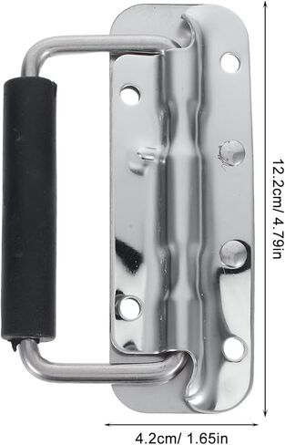 2pcs Heavy Duty 304 Stainless Steel Spring Loaded Folding Pull Handles with Rubber Grip 122mm for Toolbox Cabinet Chest Trunk Carry and Storage Cases in Kuwait