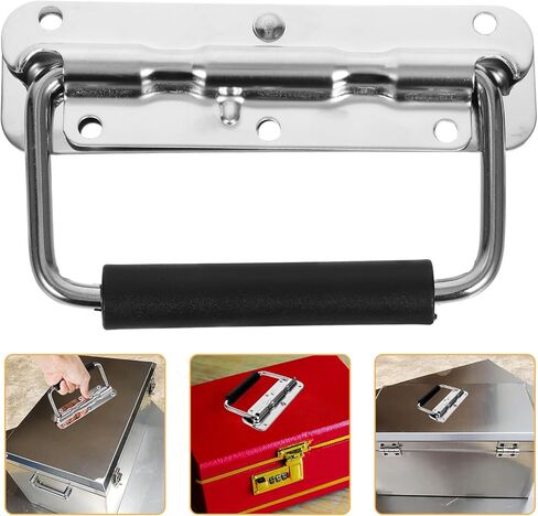 Operitacx Folding Toolbox Handle 304 Stainless Steel Spring Loop Pull Foldable Metal Handle 140mm for Tool Storage and Industrial Equipment in Kuwait