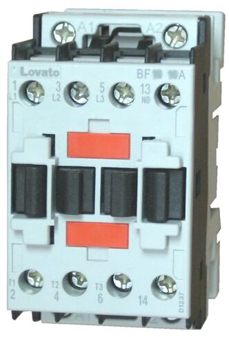 Lovato Electric BF2510A02460 موصل ثلاثي الأقطاب، تيار تشغيل IEC Ie (Ac3) = 25 أمبير، ملف تيار متردد 60 هرتز، 24 فولت تيار متردد، 1 لا يوجد اتصال مساعد in Kuwait