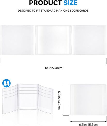 Mahjong Card Sleeve 4PCs, Mahjong Card Holder, Clear Mahjong Card Cover for Large Mahjong Cards, Protective PVC Sleeves, Mahjong Accessories in Kuwait