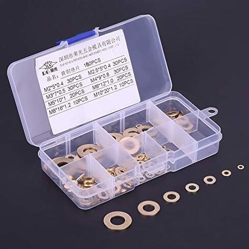 طقم غسالات نحاس 180 قطعة - ملابس - للاستخدامات المتعددة M2/M2.5/M3/M4/M5/M6/M8/M10 in Kuwait