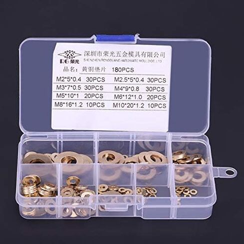 طقم غسالات نحاس 180 قطعة - ملابس - للاستخدامات المتعددة M2/M2.5/M3/M4/M5/M6/M8/M10 in Kuwait