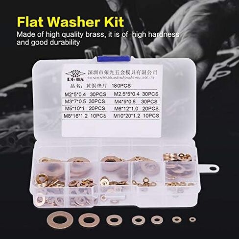 طقم غسالات نحاس 180 قطعة - ملابس - للاستخدامات المتعددة M2/M2.5/M3/M4/M5/M6/M8/M10 in Kuwait
