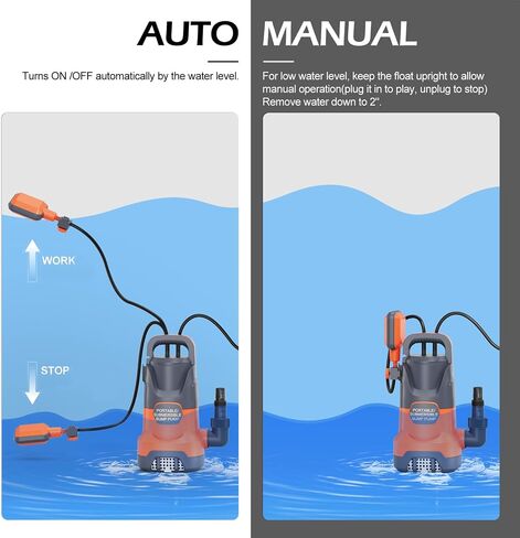 Sump Pump with Float Switch Submersible Water Pump Automatic 1.2HP 5000GPH Portable Dirty Clean Water Transfer Pump for Pool Draining Hot Tub Basement in Kuwait
