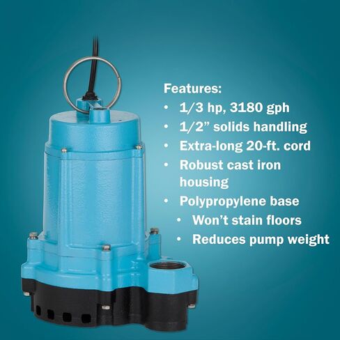 Little Giant 506802 6EC Series 1/3 حصان مضخة مستنقع يدوية بقاعدة بلاستيكية in Kuwait