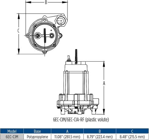 Little Giant 506802 6EC Series 1/3 حصان مضخة مستنقع يدوية بقاعدة بلاستيكية in Kuwait