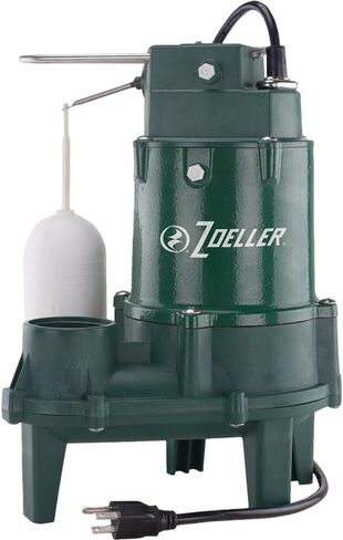 مضخة مياه الصرف الصحي الغاطسة Zoeller 1/2 HP (قوة حصانية) 6000 GPH من الحديد الزهر بمفتاح تعويم عمودي - حالة: 1؛ in Kuwait