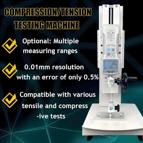 Desktop Tensile Testing Machine, Digital Pull Force Tester, Hand Crank Vertical Tensile Test Bench, with 5 Probes, 2 Testing Clamp, Stroke 270mm, for Compression and Tension Testing 500N in Kuwait