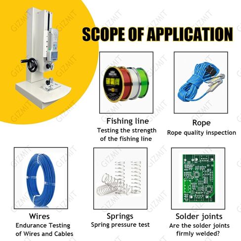 Desktop Tensile Testing Machine, Digital Pull Force Tester, Hand Crank Vertical Tensile Test Bench, with 5 Probes, 2 Testing Clamp, Stroke 270mm, for Compression and Tension Testing 500N in Kuwait