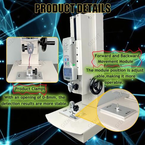 Desktop Tensile Testing Machine, Digital Pull Force Tester, Hand Crank Vertical Tensile Test Bench, with 5 Probes, 2 Testing Clamp, Stroke 270mm, for Compression and Tension Testing 500N in Kuwait