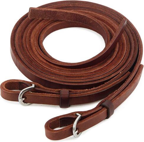 Jeereal Heavy Harness Split Reins, Quick Change Design with Heavy Duty Stainless Steel Buckle,Heavy Oil Weighted Leather Reins, 5/8" x 7' in Saudi Arabia
