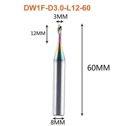 أداة قطع قاطعة الطحن من الألومنيوم المطلية بطبقة واحدة من DLC لملف تصنيع الباب/النافذة DW1F 1 قطعة (D3.0-L12-60) in Kuwait