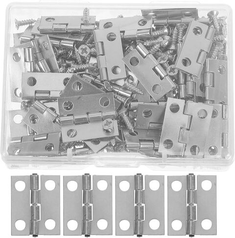 Metal Mini Hinges 19mm*15mm Combination Hinge with 200 Screws 50Pcs(Silver) in Kuwait