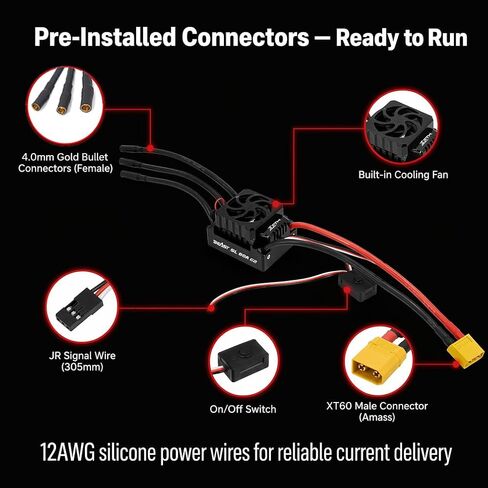ZTW Beast G2 SL 80A ESC 2-3S Waterproof Sensorless Brushless Speed Controller 6V/3A SBEC for 1/10 RC Car RTR Truck Buggy in Saudi Arabia