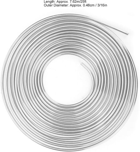 25ft Copper Brake Line Tubing, 3/16 Inch OD Coil Roll for Hydraulic Braking and Fuel Systems (B(silver)) in Kuwait