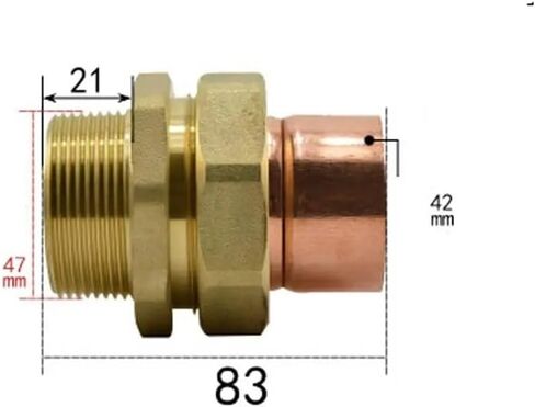 BJXKHFPIV DN40 G 1-1/2" BSPP Male x Copper Inner Dia 42mm Brass Copper End Feed Fitting Union Connector Coupler Water Gas Oil in Kuwait