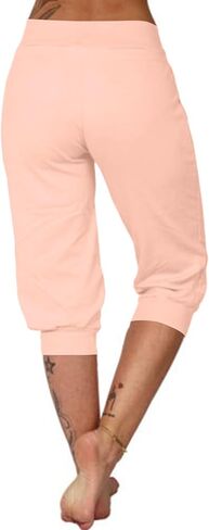 Capri Pants for Women Drawstring High Waisted Lightweight Hiking Joggers Workout Capris Yoga Sweatpants with Pockets in Kuwait