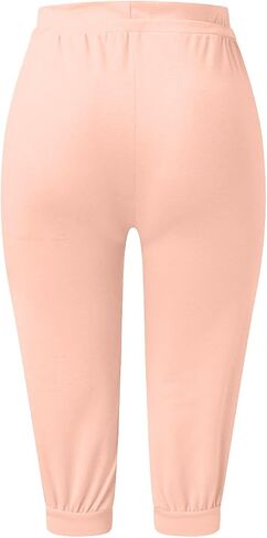 Capri Pants for Women Drawstring High Waisted Lightweight Hiking Joggers Workout Capris Yoga Sweatpants with Pockets in Kuwait