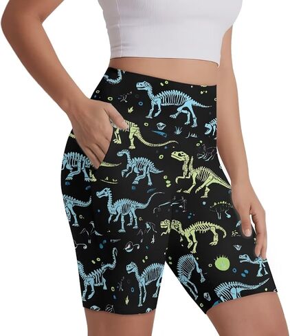 Women's High Waisted Printed Breathable Biker Shorts with Pockets for Gym Workout Yoga Running Athletic XS-3XL in Kuwait