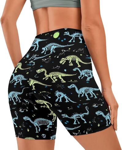 Women's High Waisted Printed Breathable Biker Shorts with Pockets for Gym Workout Yoga Running Athletic XS-3XL in Kuwait