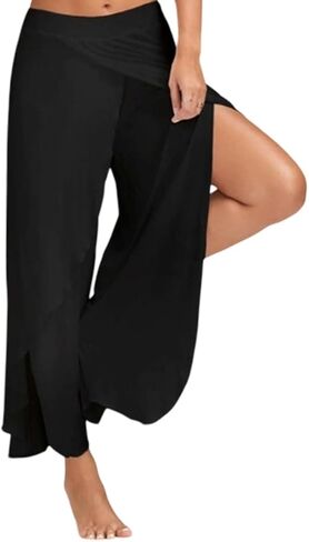 Women's Wide - Leg Yoga Pants with Side Slit for Enhanced Mobility in Kuwait