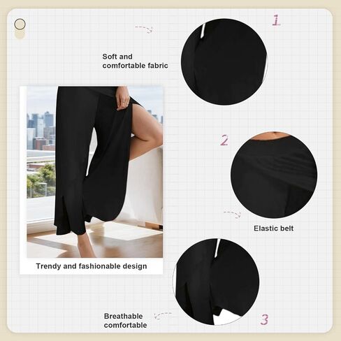Women's Wide - Leg Yoga Pants with Side Slit for Enhanced Mobility in Kuwait