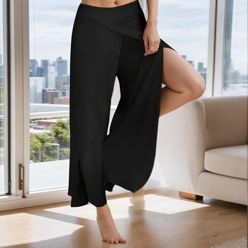 Women's Wide - Leg Yoga Pants with Side Slit for Enhanced Mobility in Kuwait