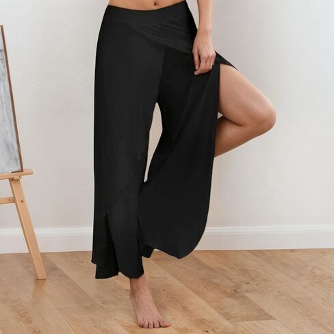Women's Wide - Leg Yoga Pants with Side Slit for Enhanced Mobility in Kuwait