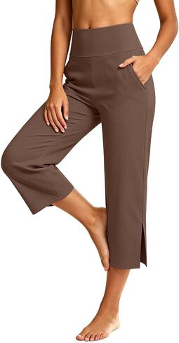 Capri Yoga Pants with Pockets for Women - Workout Lounge Work Stretchy Soft | Move comfortably through yoga, Pilates, shopping, travel, or everyday routines with yoga pants made for effortless daily wear in Kuwait
