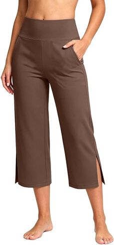 Capri Yoga Pants with Pockets for Women - Workout Lounge Work Stretchy Soft | Move comfortably through yoga, Pilates, shopping, travel, or everyday routines with yoga pants made for effortless daily wear in Kuwait