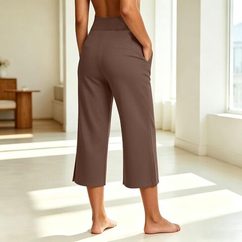 Capri Yoga Pants with Pockets for Women - Workout Lounge Work Stretchy Soft | Move comfortably through yoga, Pilates, shopping, travel, or everyday routines with yoga pants made for effortless daily wear in Kuwait