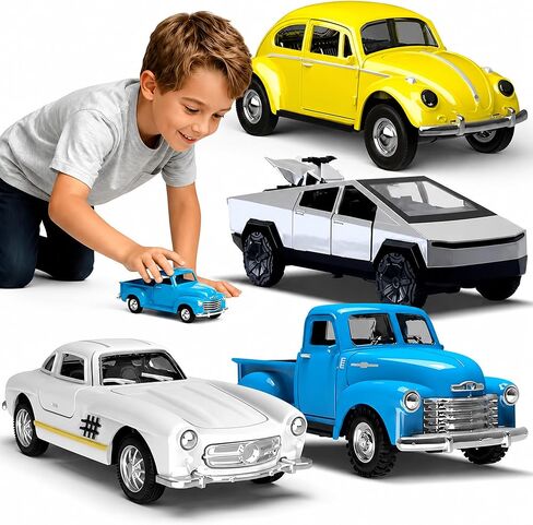 Little Blue Truck Toys for Kids Ages 2 3 4 5 6 7 8 Year Old Boys Girls, 1:32 Alloy Kids Car Toys, with Pull Back Model Cars diecast Cars Toddlers Race playsets Birthday Set in Saudi Arabia