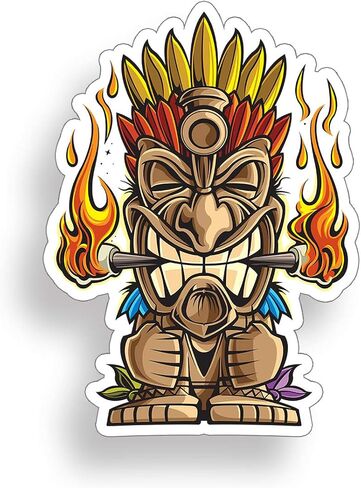 ملصق Tiki Flame Guy ملصق رجل كمبيوتر محمول ومبرد نافذة السيارة ومصد نافذة السيارة ورسومات الشاطئ من الفينيل in Kuwait