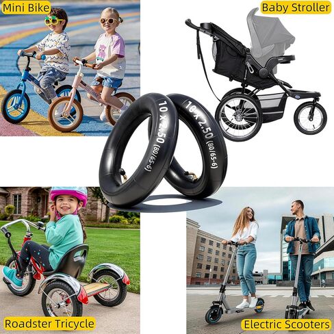 2 Pack 10-Inch Replacement Inner Tubes 10" x 1.95/2.125/2.5 for 6" Rim - Widely Compatible with Kid's Ebike/Tricycle/Strollers & 10-Inch Electric Scooters - BPA/Latex Free Quality Butyl Rubber in Kuwait