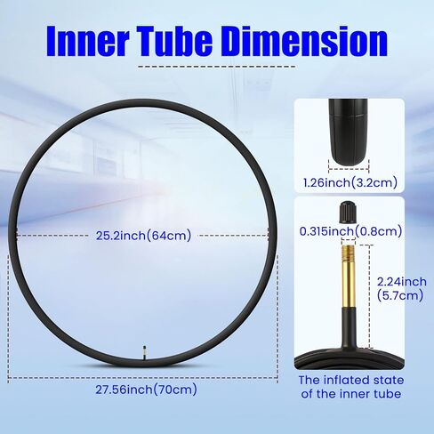 أنبوب دراجة 700c مقاس 28 بوصة 700x25-32c أنابيب داخلية للدراجة متوافقة مع إطارات دراجة 700x25C 700x28C 700X30C 700X32C مع مطاط بوتيل صمام شريدر 60 مم لدراجة المدينة/الطريق/الجبل مقاس 28 بوصة 4 عبوات in Kuwait