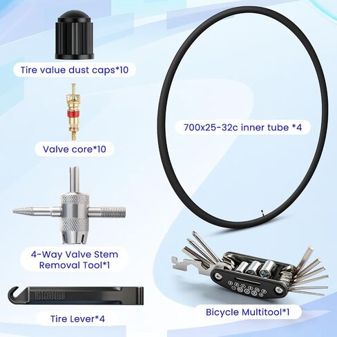 أنبوب دراجة 700c مقاس 28 بوصة 700x25-32c أنابيب داخلية للدراجة متوافقة مع إطارات دراجة 700x25C 700x28C 700X30C 700X32C مع مطاط بوتيل صمام شريدر 60 مم لدراجة المدينة/الطريق/الجبل مقاس 28 بوصة 4 عبوات in Kuwait