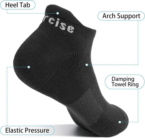 Men Running Socks, 3 Pairs Ankle Athletic Socks for Men Walking with Arch Compression Support in Saudi Arabia